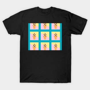 Ice Cream Cone Twist Chocolate Vanilla Background Summer Vacation Cute Social Distancing FaceMask T-Shirt